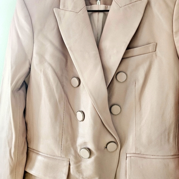 Veronica Beard Pink 100% Lambskin Leather Miller Blazer in Pink Clay - Picture 4 of 11